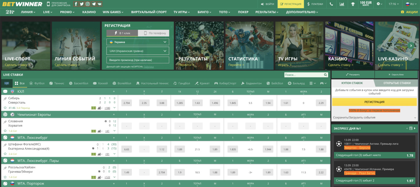 букмекер betwinner